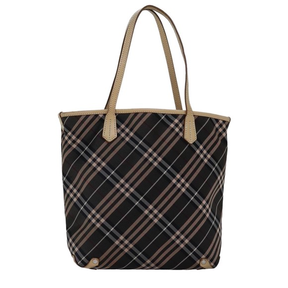 BURBERRY Nova Check Blue Label Tote Bag Canvas Brown Auth bs15060 - Picture 1 of 16